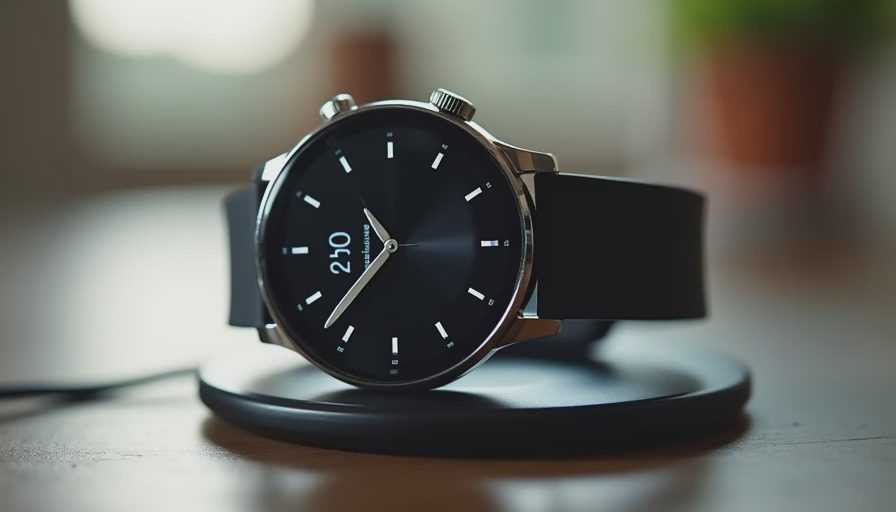 Galaxy Watch 8 Classic on charger showing battery level during endurance test
