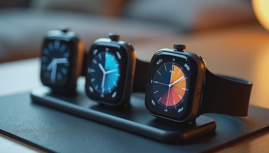 Three smartwatches displaying different sleep graphs during comparison test