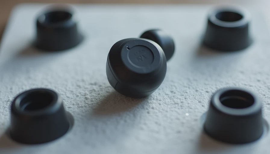 Wireless earbud with multiple silicone tips during fit testing