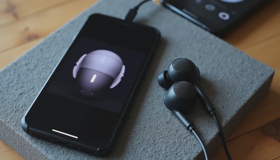Dual-phone setup recording screen and earbud audio for latency measurement